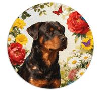 1000 Piece Rottweiler Jigsaw Puzzle for Adults Kids - Family Fun, Educational Games, Flowers Butterfly Puzzle, Home Decoration Unique Gift 1000pcs (67.5x67.5cm)