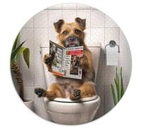 1000 Piece Round Jigsaw Border Terrier on The Toilet Puzzles for Adults Interactive Family Game, DIY Home Decor, Challenging Brain Teaser Gift (67.5x67.5cm)