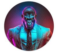 1000 Piece Round Jigsaw CEO Gorilla in Suit Puzzles for Adults Interactive Family Game, DIY Home Decor, Challenging Brain Teaser Gift (67.5x67.5cm)