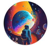 1000 Piece Round Jigsaw Puzzle Astronaut Exploration Difficult Puzzles for Adults Challenging Brain Teaser, Family Game Night (67.5x67.5cm)