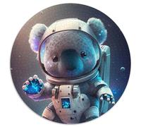 1000 Piece Round Jigsaw Puzzle Astronaut Space Koala Bear Difficult Puzzles for Adults Challenging Brain Teaser, Family Game Night (67.5x67.5cm)