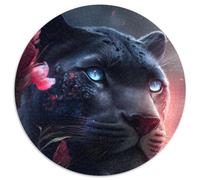 1000-Piece Round Jigsaw Puzzle The Pink Black Panther Cardboard Jigsaw Toys Gift Educational Intellectual Decompressing Fun Family Game (67.5x67.5cm)