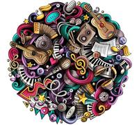 1000-Piece Round Jigsaw Puzzle with Letters on Back Planet Animals Cities Illustration Art Patterns 68.6cm Diameter Circle Puzzle for Stress Relief Family Fun Wall Decor