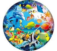 1000-Piece Round Jigsaw Puzzle with Letters on Back Planet Animals Illustration Art Patterns 65cm Diameter Circle Puzzle for Stress Relief Family Fun Wall Decor