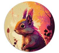 1000 Piece Round Jigsaw Squirrel Colorful Puzzles for Adults Interactive Family Game, DIY Home Decor, Challenging Brain Teaser Gift (67.5x67.5cm)