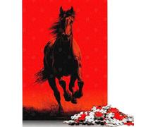 1000 Piece Running Horse Silhouette - Bold Red Power Jigsaw Puzzles for Adults Paper Puzzles for Adults & Teenager Family Entertainment Toys 38x26cm/1000pcs