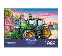 1000 Piece Rural Tractor Scene Jigsaw Puzzle for Adults Kids - Family-Friendly Brain Game, Rural Farm Scene Illustration Jigsaws, Home Decoration Birthday Gifts 70x50cm/1000pcs