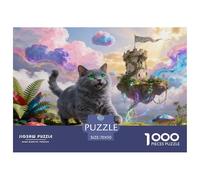 1000 Piece Russian Blue Cat Jigsaw Puzzle for Adults - Cooperative Play & Educational Activity, Floating Islands Puzzles, Decoration Unique Gift 70x50cm/1000pcs