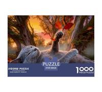 1000 Piece Russian Blue Cat Jigsaw Puzzle for Adults - Family-Friendly Brain Game, Ancient Woods Jigsaws, Home Decoration Unique Gift 38x26cm/1000pcs