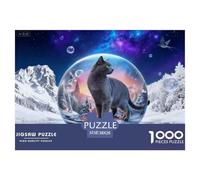1000 Piece Russian Blue Cat Jigsaw Puzzle for Adults Kids - Family Fun, Family Game, Snowy Mountain Cedar Jigsaws, Home Decoration Gifts 38x26cm/1000pcs