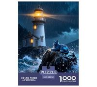 1000 Piece Russian Blue Cat Jigsaw Puzzle for Adults & Kids - Family Fun, Family Happy Game, Lighthouse Puzzles, Home Decoration Birthday Gifts 52x38cm/1000pcs