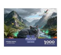 1000 Piece Russian Blue Cat Jigsaw Puzzle for Adults - Stress Relief & Relaxation, Mysterious Mountains Jigsaws, Home Decoration Gifts 70x50cm/1000pcs