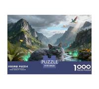 1000 Piece Russian Blue Cat Jigsaw Puzzle for Adults - Stress Relief & Relaxation, Mysterious Mountains Jigsaws, Decoration Unique Gift 38x26cm/1000pcs