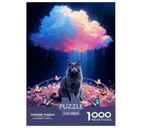 1000 Piece Russian Blue Cat Jigsaw Puzzles for Adults - Family Fun, Educational Games, Colorful Clouds Puzzles, Decoration Unique Gift 38x26cm/1000pcs