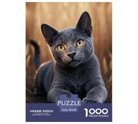 1000 Piece Russian Blue Cat Jigsaw Puzzles for Adults - Family Fun, Educational Games, Dry Grass Jigsaws, Home Decoration Gifts 70x50cm/1000pcs