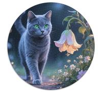 1000 Piece Russian Blue Jigsaw Puzzles for Adults Kids Challenge High Difficulty Game Home Decoration Russian Blue Flowers Puzzles Unique Gift 1000pcs (67.5x67.5cm)
