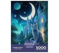 1000 Piece Russian Blue Jigsaw Puzzles for Adults Kids Challenge Toy Family Game Decoration Russian Blue Fantasy Castle Puzzles Birthday Gifts 70x50cm/1000pcs
