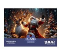 1000 Piece Santa Claus Jigsaw Puzzle for Adults Kids - Challenging & Brainteasing, Reindeer Snowfield Puzzle, Home Decoration Unique Gift 70x50cm/1000pcs