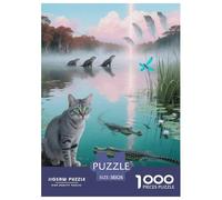 1000 Piece Savannah Cat Jigsaw Puzzle for Adults - Family Fun, Educational Toys, Cat Swamp Crocodile Puzzles, Decoration Birthday Gifts 38x26cm/1000pcs