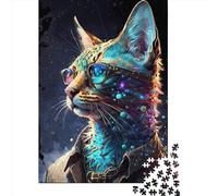 1000 Piece Savannah Cat Wooden Jigsaw Puzzles Adults Teens Jigsaw Large Puzzle Toys Educational Intellectual Decompressing Fun Family Game 1000pcs (75x50cm)