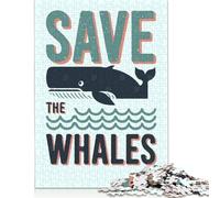 1000 Piece Save The Whales - Anti Whaling Creative Square Jigsaw Puzzles for Adults And Paper Puzzles Educational Game for Adult 38x26cm/1000pcs