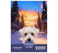 1000 Piece Schnauzer Jigsaw Puzzles for Adults - Challenging Game, Snowy Pine Tree Jigsaws, Home Decoration Unique Gift 38x26cm/1000pcs