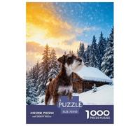 1000 Piece Schnauzer Jigsaw Puzzles for Adults - Family Fun, Family Game, Snowy Forest Cabin Puzzle, Decoration Unique Gift 70x50cm/1000pcs