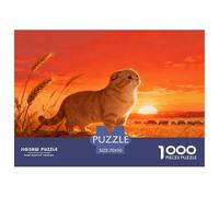 1000 Piece Scottish Fold Cat Jigsaw Puzzle for Adults Kids - Family Fun, Family Happy Game, Sheep Flock Wheat Field Jigsaws, Home Decoration Unique Gift 70x50cm/1000pcs