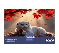 1000 Piece Scottish Fold Jigsaw Puzzle for Adults - A Mindful Challenge, Family Game, Red Leaves Puzzle, Decoration Gifts 38x26cm/1000pcs