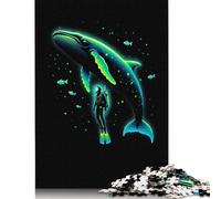 1000 Piece Scuba Diver And Whale Square Jigsaw Puzzles for Adults & Wooden Puzzles Learning Educational Toys Family Games 1000pcs (75x50cm)