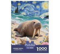 1000 Piece Sea Lion Jigsaw Puzzles for Adults Kids Challenge Toy Family Game Decoration Sea Lion Nebula Flowers Puzzle Birthday Gifts 38x26cm/1000pcs