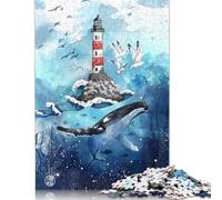 1000 Piece Sea Whale And Lighthouse Creative Square Jigsaw Puzzles for Adults And Paper Puzzles Educational Game for Adult 38x26cm/1000pcs