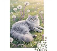 1000 Piece Selkirk Rex Jigsaw Puzzles for Adults Challenge Toy Educational Games Decoration Selkirk Rex Dandelion Grass Puzzles Unique Gift 1000pcs (75x50cm)