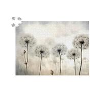 1000-Piece Serene Dream Dandelion Jigsaw Puzzle - White Muted Watercolor Vintage Puzzle