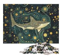 1000 Piece Shark in Starry Sea Creative Square Jigsaw Puzzles for Adults And Wooden Puzzles Toy Intellectual Game 1000pcs (75x50cm)