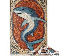 1000 Piece Shark Mosaic Art Square Jigsaw Puzzles for Adults, Wooden Puzzles Learning Educational Toy 1000pcs (75x50cm)