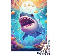 1000 Piece Shark Wooden Jigsaw Puzzles Adults Teens Jigsaw Large Puzzle Toys Educational Intellectual Decompressing Fun Family Game 1000pcs (75x50cm)