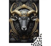 1000 Piece Sheep Golden Art Deco Puzzles for Adults Wooden Puzzles Educational Game for Children As A 1000pcs (75x50cm)
