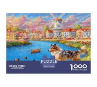 1000 Piece Shepherd Dog Jigsaw Puzzle for Adults Kids - Challenging & Brainteasing, Flower Bush Lakeside Puzzles, Decoration Unique Gift 70x50cm/1000pcs
