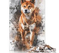 1000 Piece Shiba Inu Watercolor Art Square Puzzles for Adults And Wooden Puzzles Family Activity 1000pcs (75x50cm)