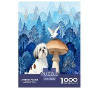 1000 Piece Shih Tzu Jigsaw Puzzle for Adults Kids - Challenging & Brainteasing, Blue Forest Jigsaws, Home Decoration Unique Gift 38x26cm/1000pcs