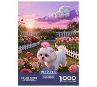 1000 Piece Shih Tzu Jigsaw Puzzle for Adults & Kids - Family-Friendly Brain Teaser, Garden Puzzles, Home Decoration Unique Gift 38x26cm/1000pcs