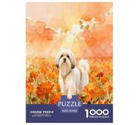 1000 Piece Shih Tzu Jigsaw Puzzle for Adults Kids - Family Fun, Family Happy Game, Orange Sea of Flowers Puzzle, Decoration Unique Gift 70x50cm/1000pcs