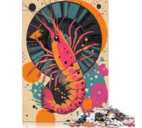 1000 Piece Shrimp with Retro Design Abstract Shrimp Artwork in Vibrant Colors Jigsaw Puzzlesfor Adults Teenagers Puzzles for Adults& Teenagers Age 12 Years Up 1000pcs (75x50cm)