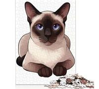 1000 Piece Siamese Cat Illustration Jigsaw Puzzle for Adult Teenagers Wooden Puzzle Jigsaws for Adults Puzzles for Adults Teens 1000pcs (75x50cm)