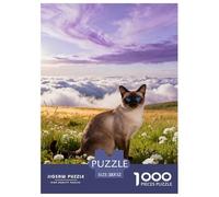 1000 Piece Siamese Cat Jigsaw Puzzle for Adults - Cooperative Play & Educational Activity, Grassland Puzzle, Home Decoration Unique Gift 52x38cm/1000pcs