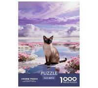1000 Piece Siamese Cat Jigsaw Puzzle for Adults - Cooperative Play & Educational Activity, Salt Lake Flower Sea Puzzles, Home Decoration Gifts 52x38cm/1000pcs