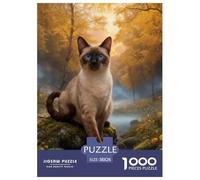 1000 Piece Siamese Cat Jigsaw Puzzle for Adults Kids - Challenging Brain Teaser, Woods Stream Puzzle, Home Decoration Gifts 38x26cm/1000pcs