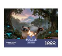 1000 Piece Siamese Cat Jigsaw Puzzle for Adults Kids - Family Game Night & Educational Fun, Mysterious Rainforest Puzzles, Decoration Gifts 52x38cm/1000pcs