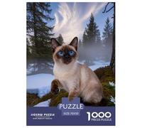1000 Piece Siamese Cat Jigsaw Puzzle for Adults Kids - Family Game Night & Educational Fun, Snowy Moss Puzzle, Home Decoration Birthday Gifts 70x50cm/1000pcs